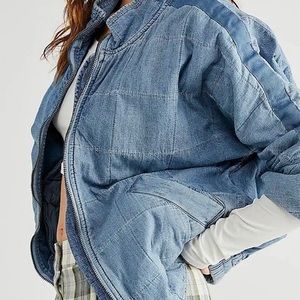 Free People Dolman Quilted Denim Jacket